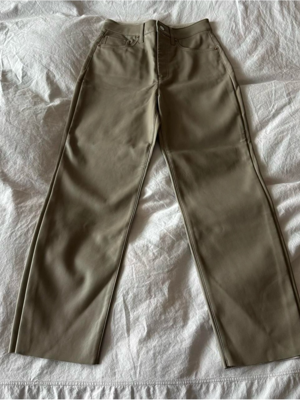 Express Gray High Waisted Faux Leather Modern Straight Pant
